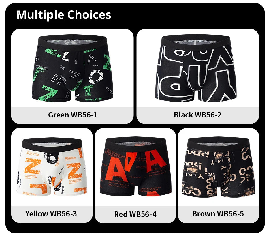 5-Piece Men's Fashion Underwear Comfortable For Sports Casual Underwear Elastic Waist Shorts